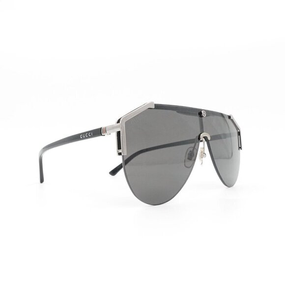 Gucci GG0584 Shield Sunglasses Silver Black OS main image 14